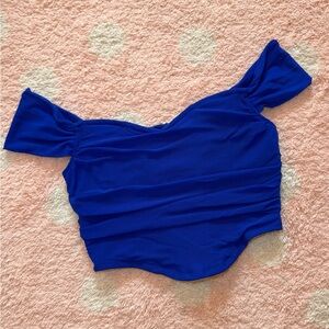 Chic Royal Blue Off-Shoulder Crop Top